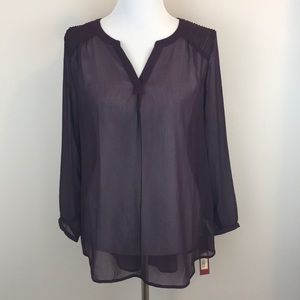 Merona Flowy Berry Purple Sheer Top - M/L